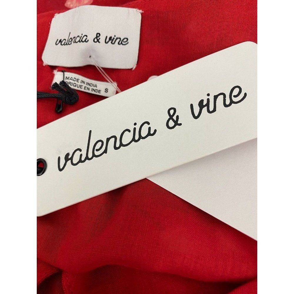 Valencia & Vine 'Stephanie' Red Floral Mini Dress Size S Long Billowy Sleeves - Picture 7 of 7